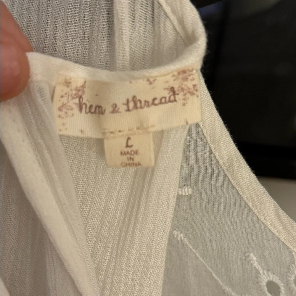 Hem & Thread White Flutter Dress Size Large - Picture 5 of 5